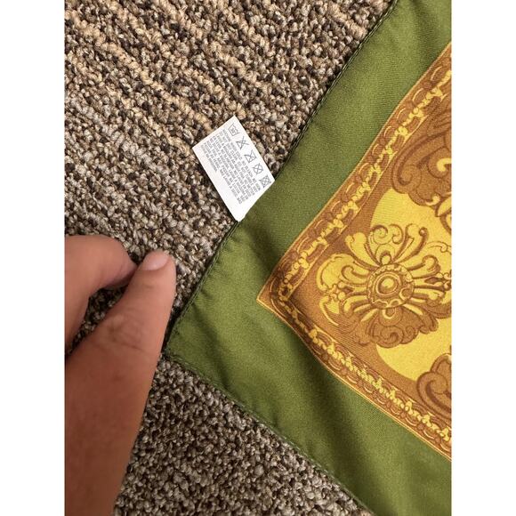 Tiger Leopard Print Scarf Womens Green Gold Baroque Border Square Polyester - Picture 7 of 8